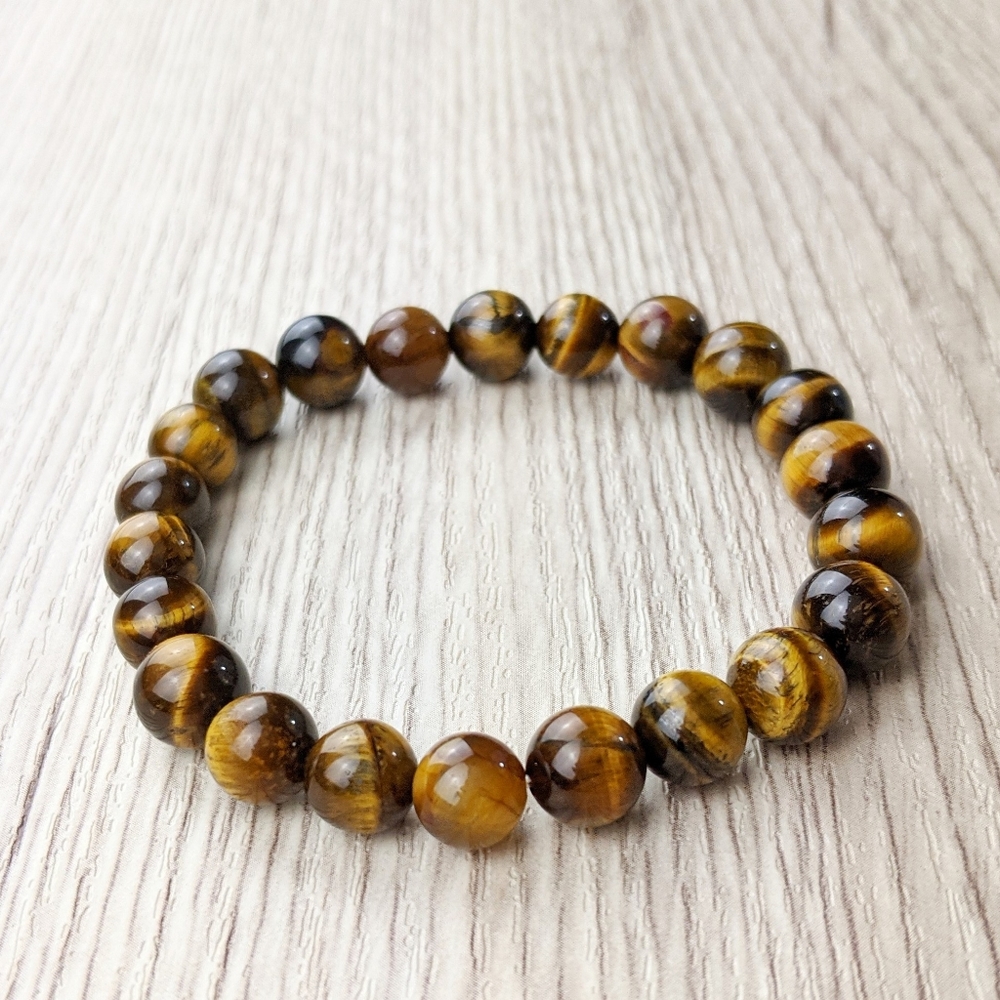 Tigers Eye 8mm Natural Gemstone Handmade Stretch Bracelet